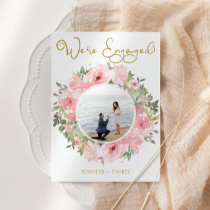 Watercolor Lush Blush Pink Floral Engagement Party Invitation