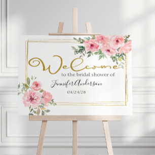 Watercolor Lush Blush Pink Floral Shower Poster