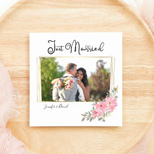 Watercolor Lush Blush Pink Floral Wedding Announcement
