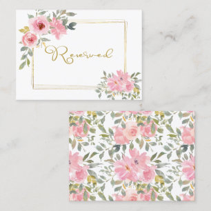 Watercolor Lush Blush Pink Floral Wedding Place Card