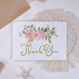 Watercolor Lush Blush Pink Floral Wedding Thank You Card