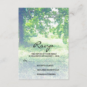 Watercolor Lush Meadow and Tree Wedding RSVP Card
