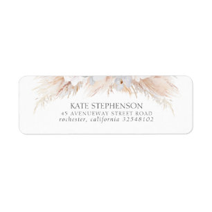 Watercolor Lush Pampas Grass White Orchids Return Address Label
