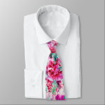 Watercolor Lush Pink Peonies & Green Teal Leaves Tie<br><div class="desc">Watercolor pattern of blooming delicate lush pink peonies with pastel green and turquoise leaves on a pastel light pink background.</div>