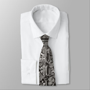 Watercolor Luxury Grey Brown Print Neck Tie
