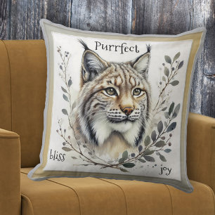 Watercolor Lynx Big Cat Cushion