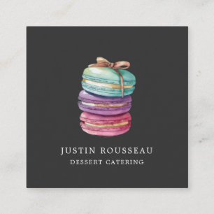 Watercolor Macaron Cookies Baker Pastry Chef  Square Business Card