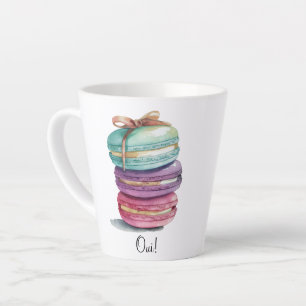 Watercolor Macaron Oui! Latte Mug