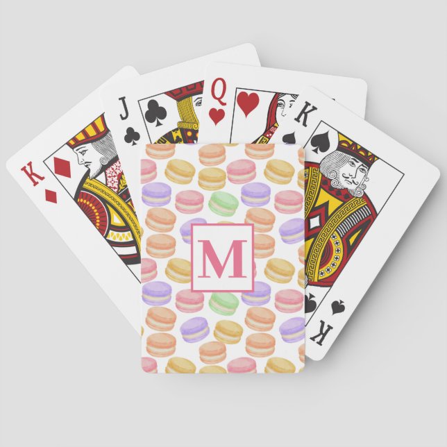 Watercolor Macarons Monogram  Playing Cards (Back)
