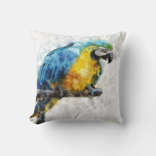 Watercolor Macaw Cushion