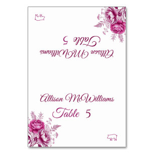Watercolor Magenta Peony-Pork Icon-Wedding- Table Number