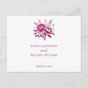 Watercolor Magenta Peony-RSVP-Wedding- Postcard