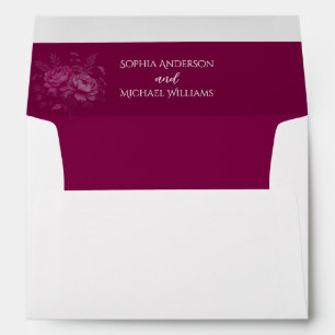 Watercolor Magenta Peony-Wedding- Envelope
