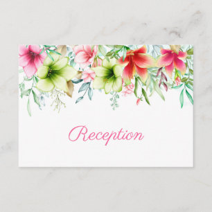 Watercolor Magenta Red Amaryllis Floral Reception Enclosure Card