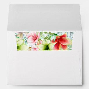 Watercolor Magenta Red Amaryllis Invitation Envelope