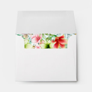 Watercolor Magenta Red Amaryllis RSVP Envelope