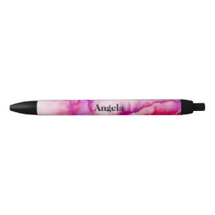 Watercolor magenta tie-dye  black ink pen