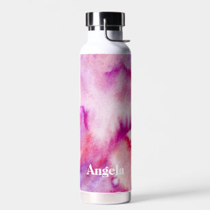 Watercolor magenta wash water bottle