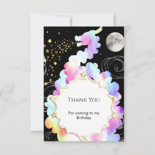 Watercolor Magic Dragon Birthday Thank You Card