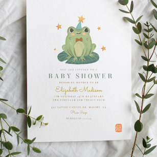 Watercolor Magic Frog  Baby Shower Invitation