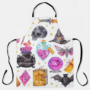Watercolor magic icons. Hand drawn, doodle, sketch Apron