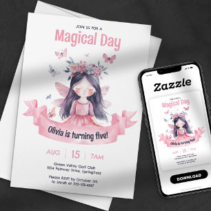 Watercolor Magical Fairy Princess Birthday Party Invitation