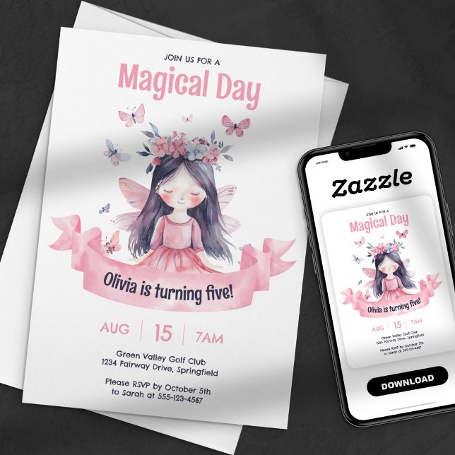 Watercolor Magical Fairy Princess Birthday Party Invitation (Creator Uploaded)