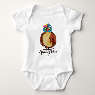 Watercolor Magical Owl With Rainbow Feathers Baby Bodysuit
