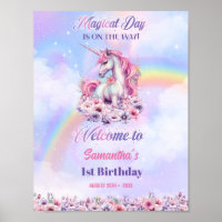 Watercolor Magical Unicorn Pastel Rainbow Birthday