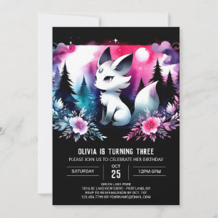 Watercolor Magical Wolf Birthday Invitation