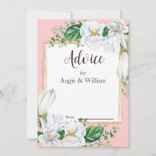 Watercolor Magnolia Blush Wedding Advice Card