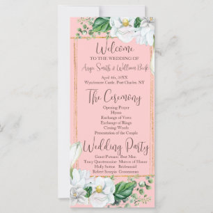 Watercolor Magnolia Blush Wedding Program