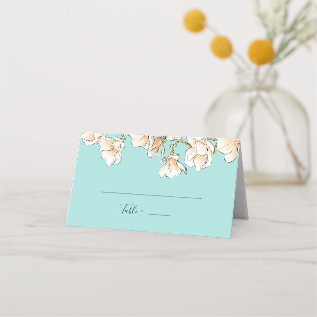 Watercolor Magnolia Bridal Shower Place Card (Front)
