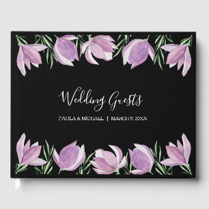 Watercolor Magnolia Floral Wedding Guest Book