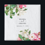 Watercolor Magnolia Flowers Wedding Favor Magnet<br><div class="desc">A beautiful watercolor Magnolia flower wedding design. A unique design that uses rustic vintage botanical Magnolia florals. An elegant white and pink retro floral design with a dash of greenery. A chic wedding favor design with modern elements. Matching wedding invitations and other stationery items are also available.</div>