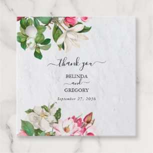 Watercolor Magnolia Flowers Wedding Favour Tags