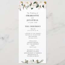 Watercolor magnolia flowers wedding program