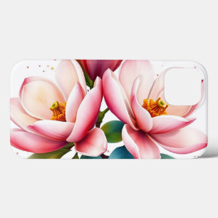 Watercolor Magnolia Flowers with Soft Fade iPhone 13 Case