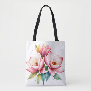 Watercolor Magnolia Flowers with Soft Fade Tote Bag
