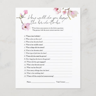 Watercolor Magnolia Know the Bride Shower Game Flyer