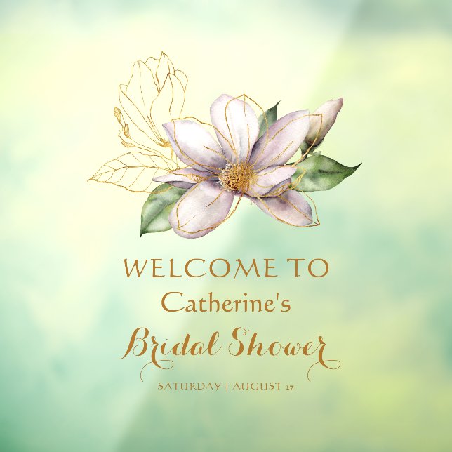 Watercolor Magnolia Purple Floral Bridal Shower (Sheet 3)