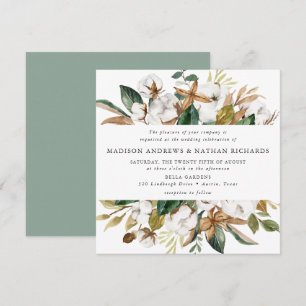 Watercolor Magnolias Floral Wedding Invitation