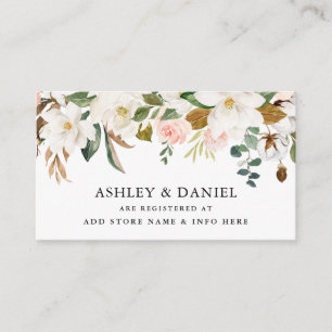 Watercolor Magnolias Roses Wedding Registry Insert