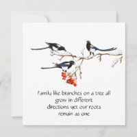 Watercolor Magpie Family Quote Animal Nature