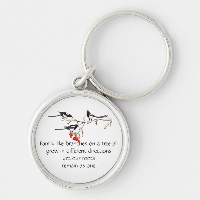 Watercolor Magpie Family Quote Animal Nature   Key Key Ring (Front)