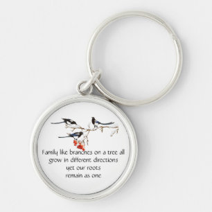 Watercolor Magpie Family Quote Animal Nature   Key Ring