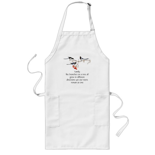 Watercolor Magpie Family Quote Animal Nature   Mug Long Apron (Front)