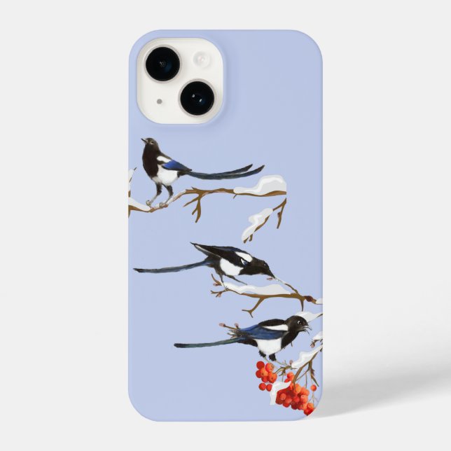 Watercolor Magpies Garden Bird Nature Art iPhone Case (Back)