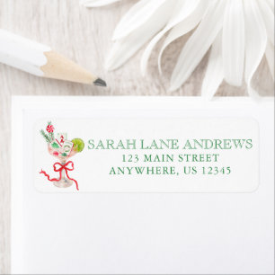 Watercolor Mahjong Christmas Cocktail Address Return Address Label