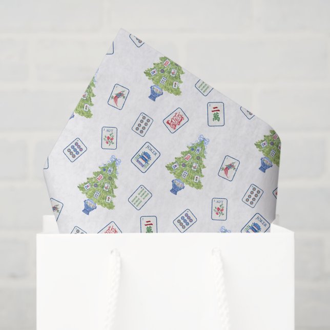 Watercolor Mahjong Christmas Tree Tissue Paper (Gift Bag)
